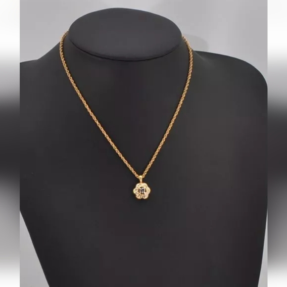 Nina Ricci Goldplated Necklace W/Rhinestone Logo Pendant EUC! - Picture 14 of 14